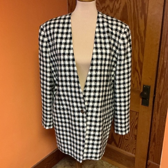 Vtg 90s Chaus Sparkly Houndstooth blazer - Picture 11 of 13